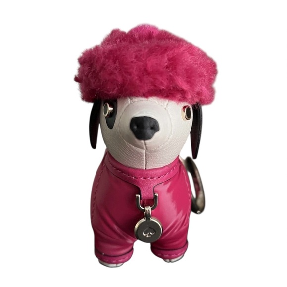 Kate Spade Festive Pink Claude Dachshund Dog Keychain/Bag Charm - Picture 3 of 10